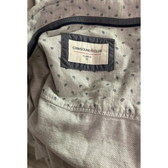Crimsoune Club Shirt Men's XL/42 Grey Geometric Button Up Long Sleeve Casual - Picture 3 of 8